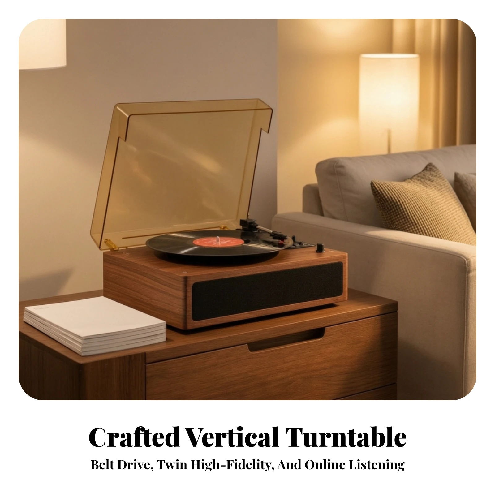 Retro Turntable with Built-in Speakers Vintage Turntable with Built-in Stereo Speakers Vinyl Vinyl Player for Living Room