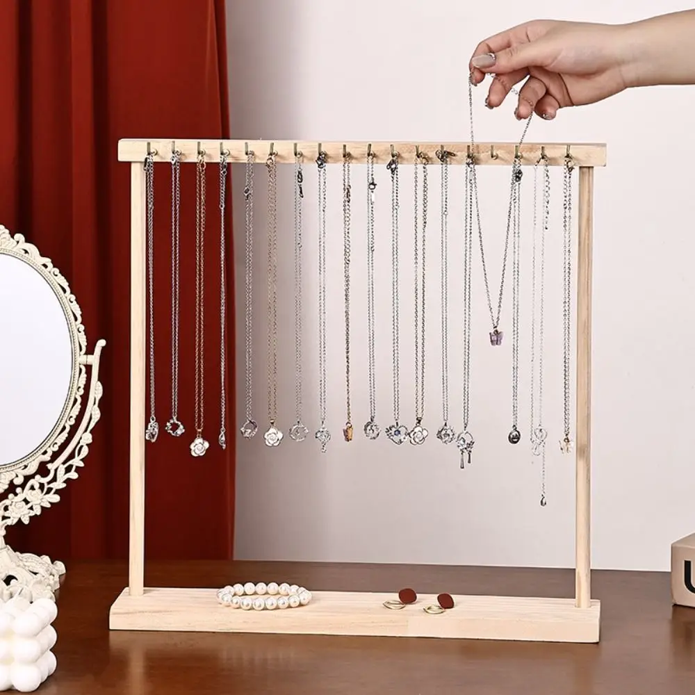 

Simple Portable Wood Necklace Stand Exquisite Bracelets Display Necklace Hanging Rack 12 /18 Hook Jewelry Jewelry Holder Store