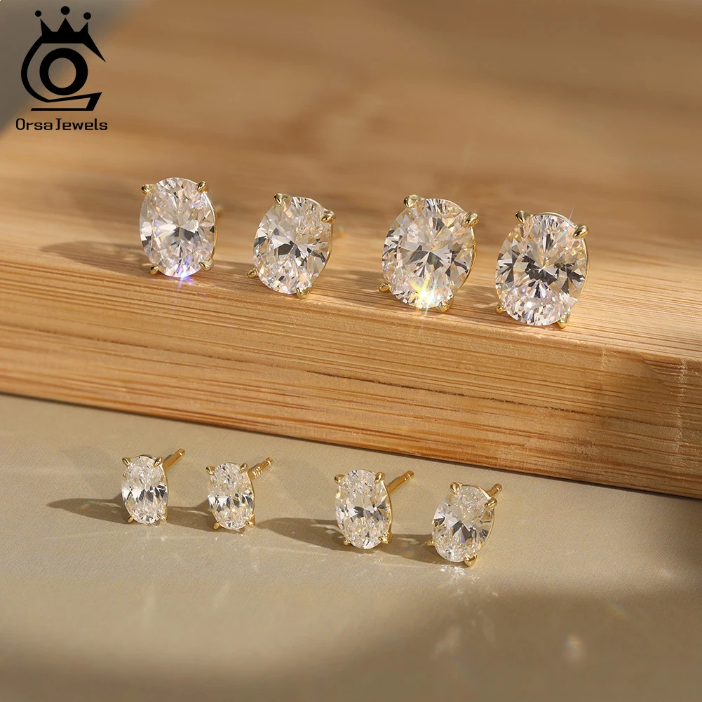ORSA JEWELS Daily 0.5-3CT Moissanite Studs Earrings for Women S925 Silver D Color VVS Bride Wedding Diamond Studs Ear GRA SMOE02 - Image 4