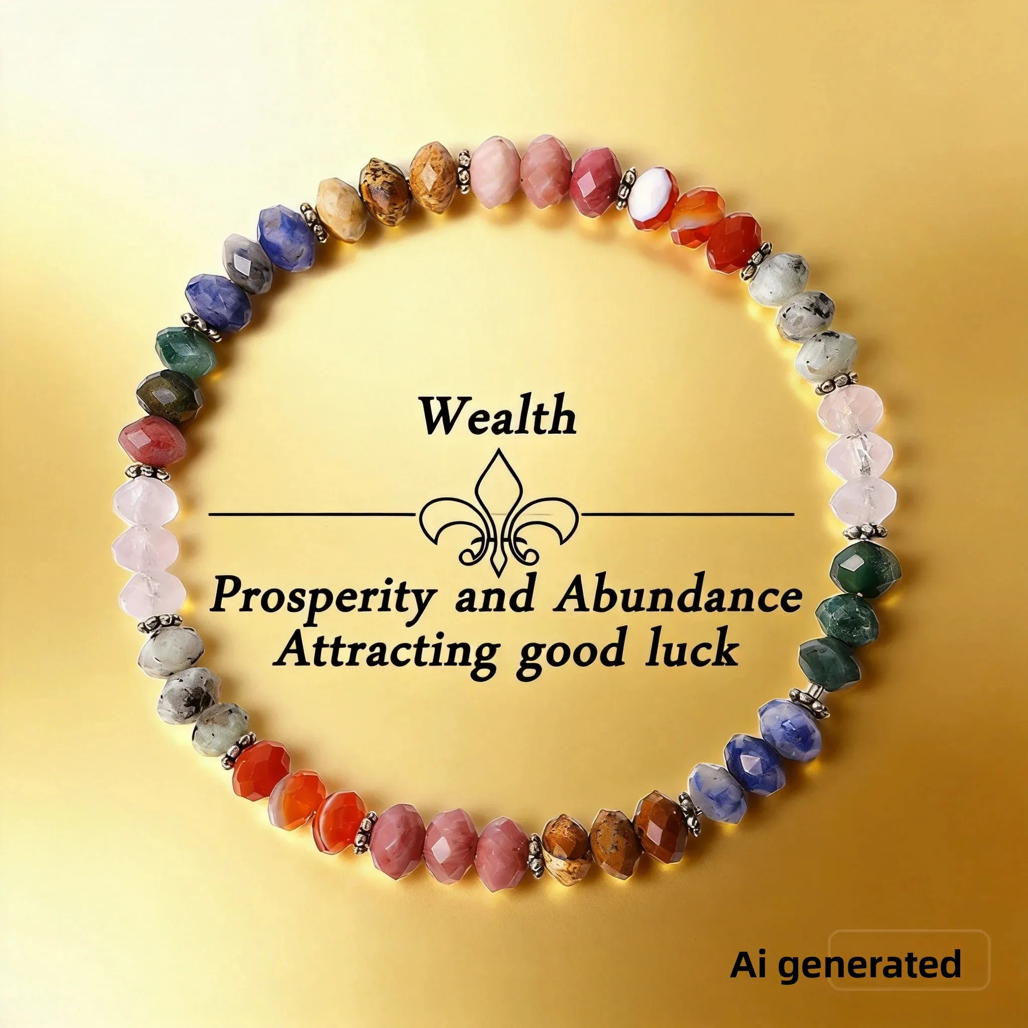 Faceted Mixed Natural Stone Beaded Bracelet For Women Daily Wear Spiritual Luck Wealth Attraction Rose Quartz Tiger Eye Agate