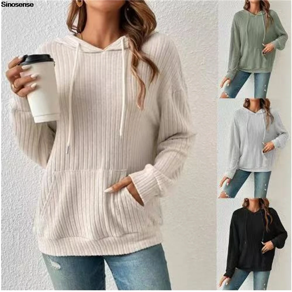 

Women Fall Hoodies Casual Long Sleeve Drawstring Knit Sweater Loose Hooded Sweatshirt With Pocket Y2K Daily Street Pullover Tops
