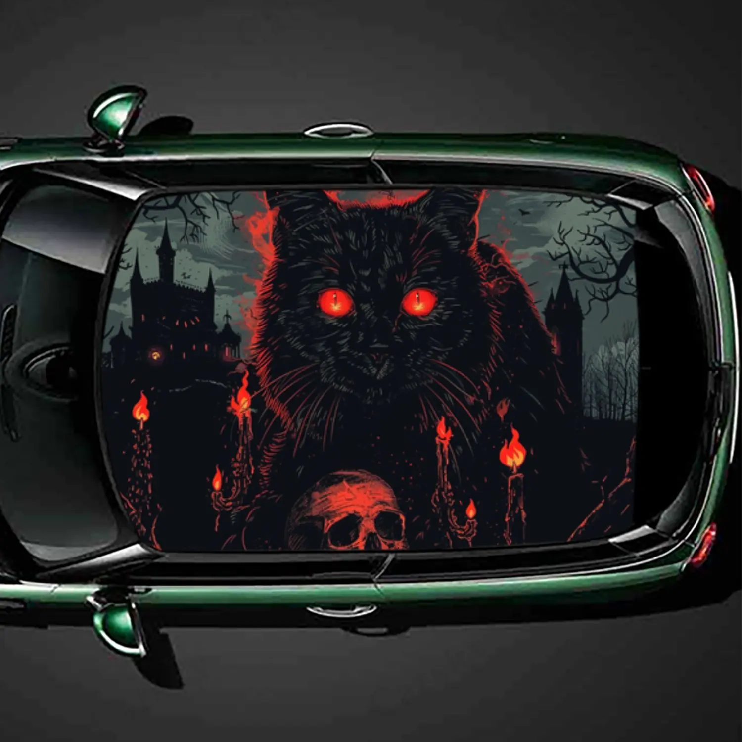

Malevolent Eyed Nether Cat PVC Car Roof Sticker, Self-Adhesive Waterproof Car vinyl Decal, Car Decoration Protection Stickers, E