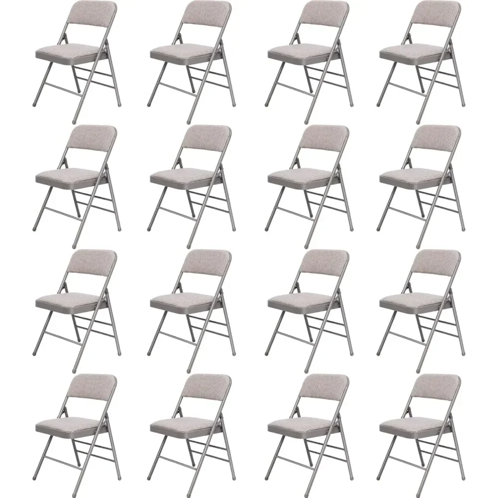 16 Pack Folding Chairs with Padded Cushion and Back, Commercial Stackable Chairs with Reinforced Metal Frame for Events