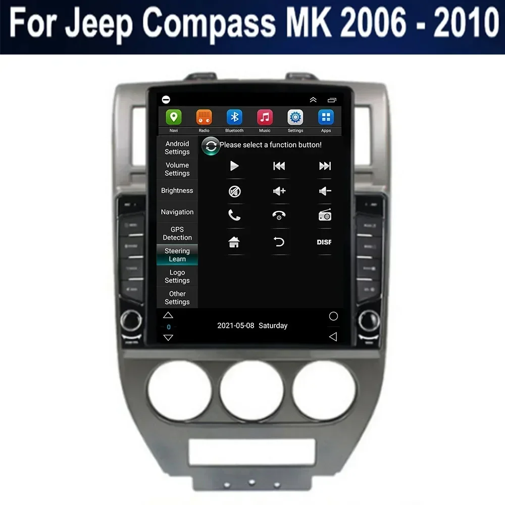 Autoradio Android 13 pour Jeep Compass Bros 2006-2010, Lecteur Vidéo, GPS, Stéréo, Carplay, DSP, Caméra, 2Din