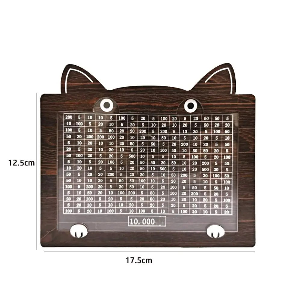 صندوق توفير المال الجديد على شكل قطة كرتونية، حصالة خشبية قابلة لإعادة الاستخدام مع بنك تخزين أموال عداد الأهداف للبالغين والأطفال #6