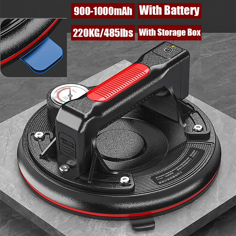 8‘’ Lithium Battery Heavy-Duty Electric Vacuum Suction Cup With Intelligent Pressure Gauge 220KG Bearing Capacity Handling Tools