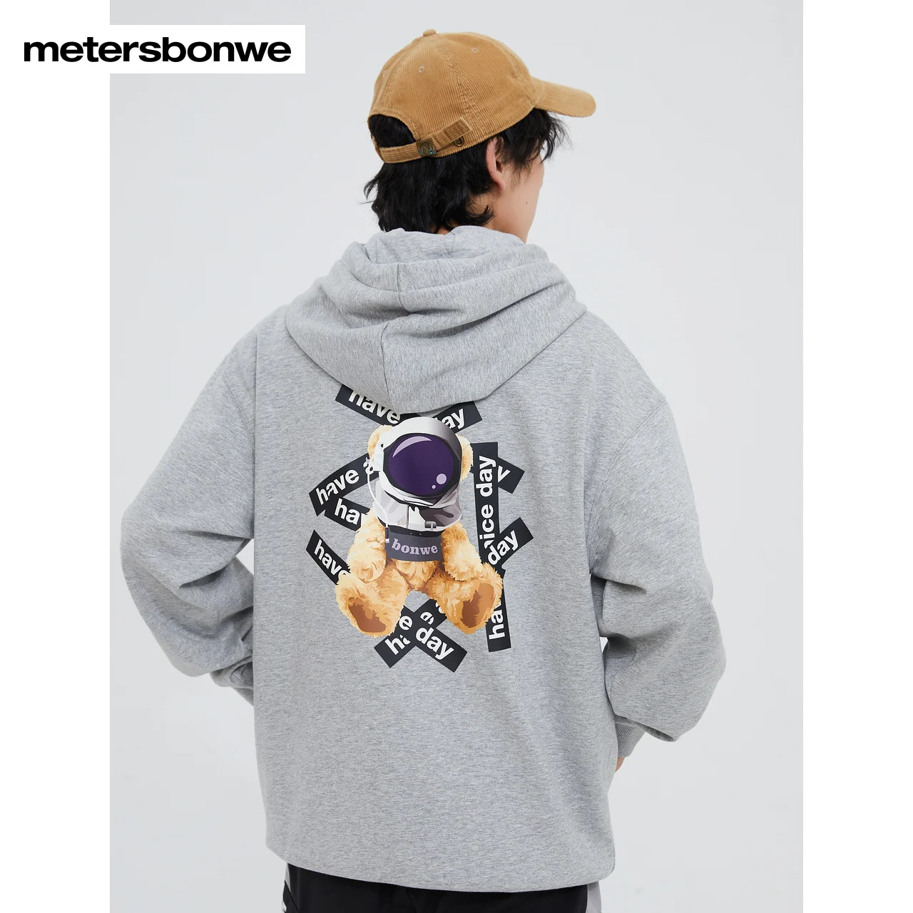 Metersbonwe-Men's Large Printed Back Hoodie Fleece-Lined Fashion Thick Sweatshirt With Hooded  Winter