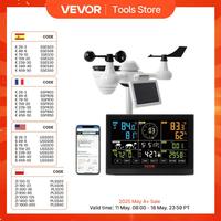 VEVOR 7-in-1 Wi-Fi Weather Station 7.5 in Color Display & Solar Wireless Outdoor Sensor Alarm Alerts for Temperature Humidity