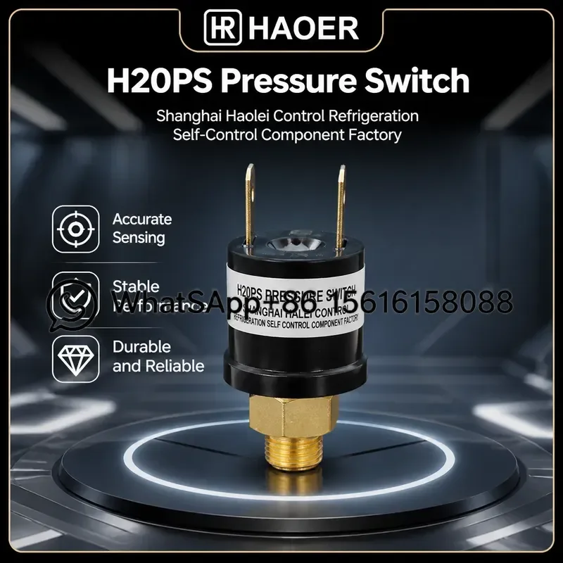 Original Shanghai Junle H20PS Air Conditioner Pressure Controller Switch Cut Off 0.02MPA On 0.10MPA HVAC Refrigeration