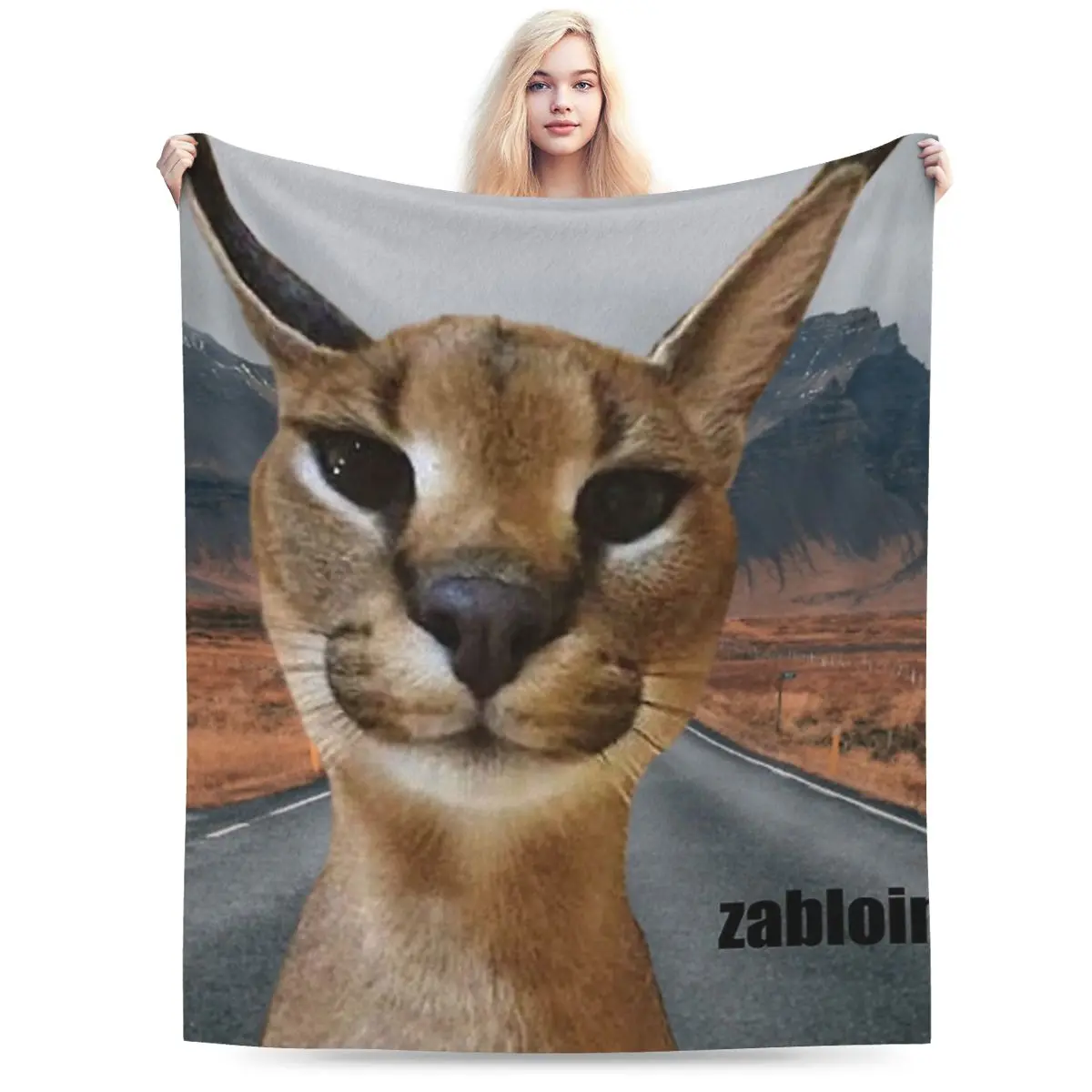 Big Floppa Animal Cat Blanket Soft Warm Flannel Throw Blanket Plush for Bed Living room Picnic Travel Home Sofa