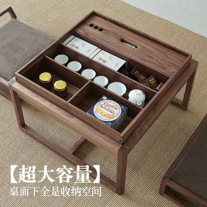 

Японский чайный столик для хранения, черный орех, массив дерева, балкон, низкий чайный столик, дзен, татами, маленький чайный столик