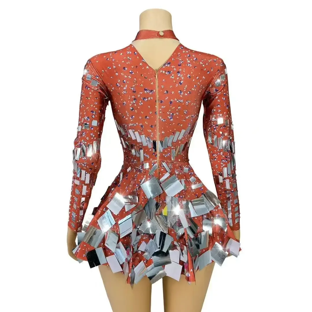 ถ่ายภาพชุดเวทีกระพริบดําเนินการเครื่องแต่งกาย Rhinestones Ultrashort ผู้หญิงปาร์ตี้ไนท์คลับนักร้องนักเต้น