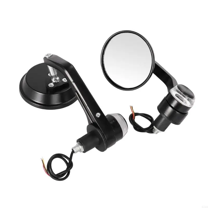 M76E 7/8 Zoll Motorrad-Lenkerendspiegel mit Lichtgehäusen, Seitenspiegelpaar zum Ersetzen abgenutzter Lenkerteile – Detail 4