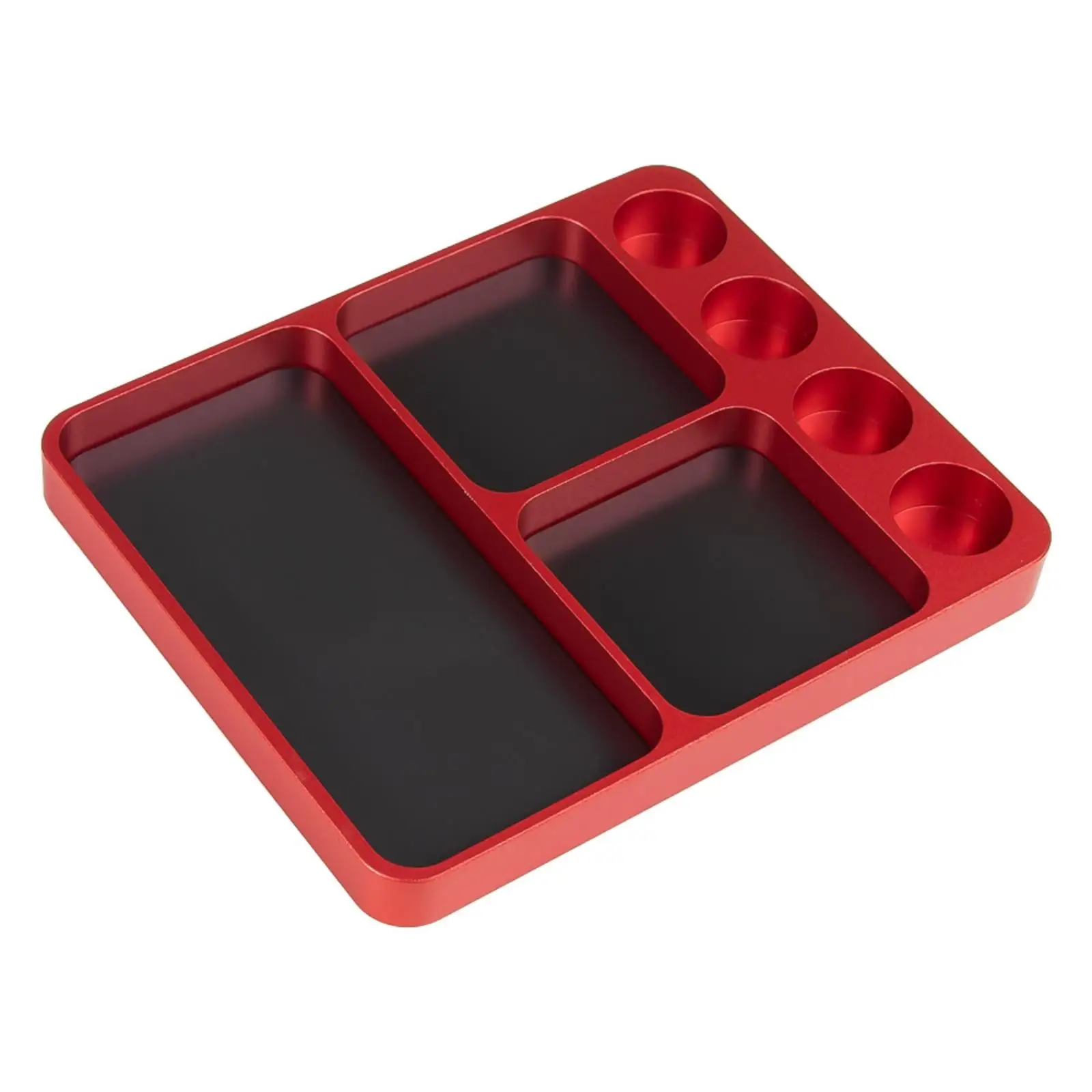 RC Vehicle Repair Tray Organizer for Screws and Small Parts with Four Tool Recesses Portable Metal