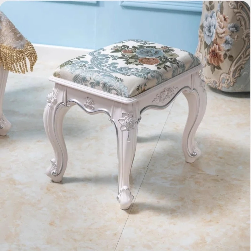 

‌Luxury European Vanity Stool Premium PU Leather Nail Art Chair Thick Cushion ABS Frame Princess Dressing Seat with Backrest