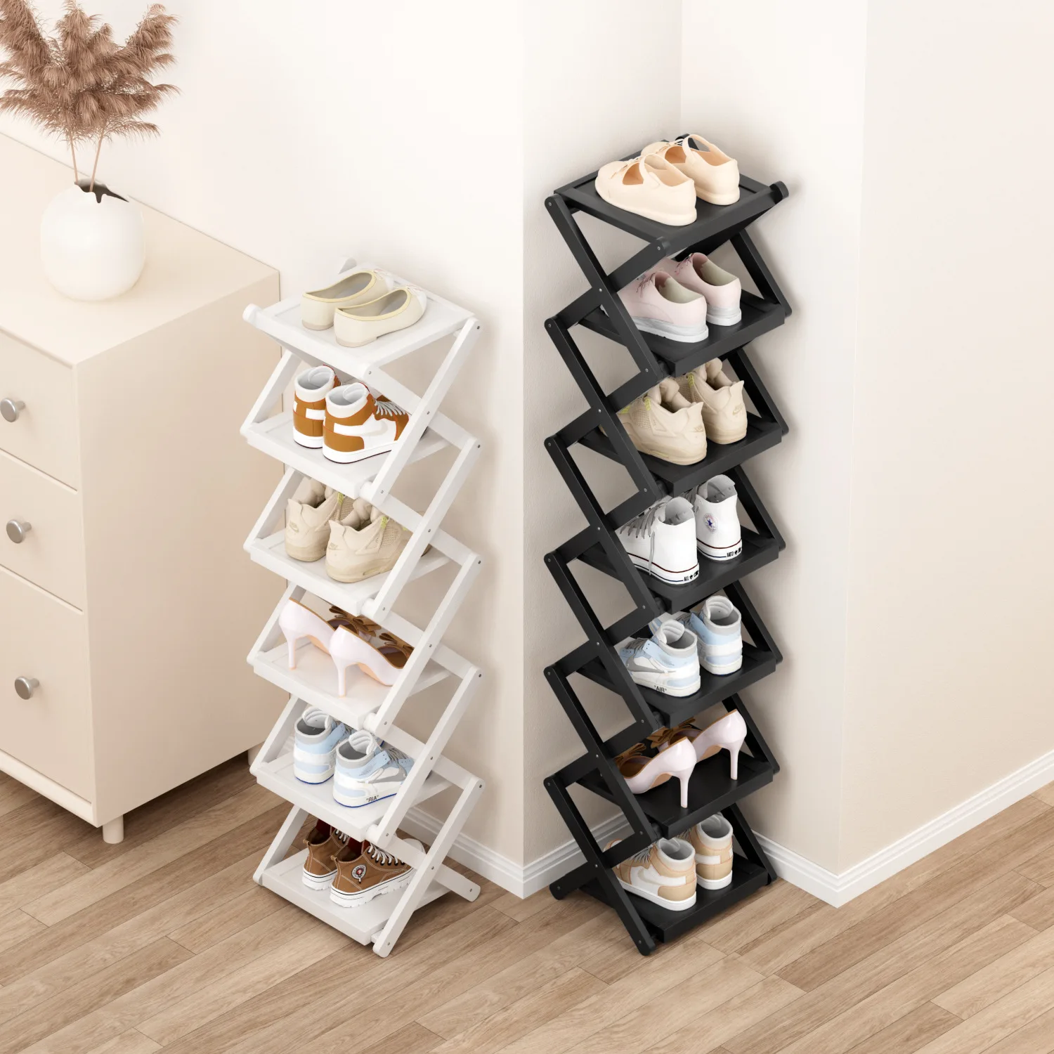 Installation-free folding shoe rack, suitable for narrow residential entrances, dormitories and simple shoe cabinetstorage racks