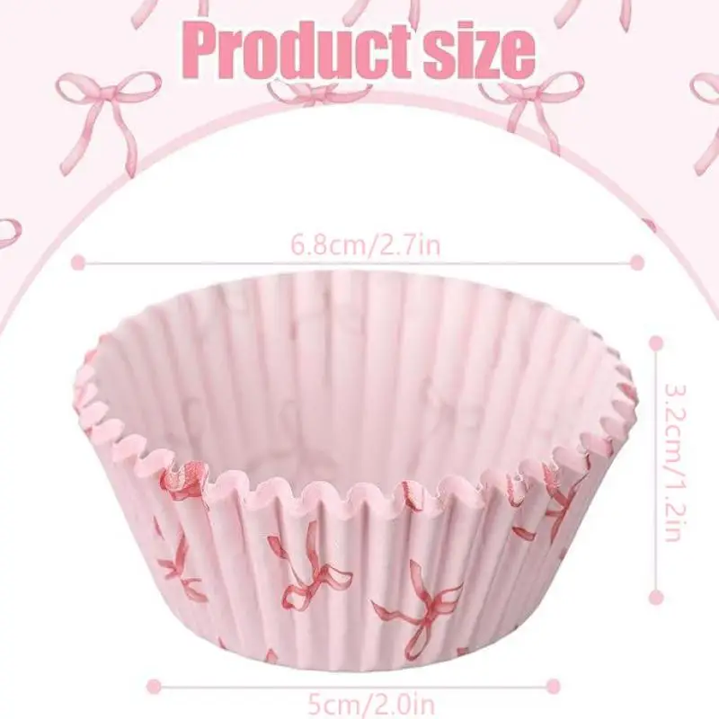 【Nice】100Pcs Mini Pink Bowknot Cake Paper Liners Baking Muffin Cake Chocalate Cupcake Cases Cup Party Tray Cake Mold Decorating