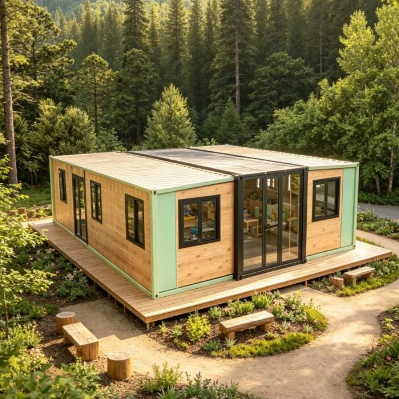 30ft Expandable Container House Solar Powered Prefab Modular Tiny Home 2 Bed 1 Bath Kitchen Living Room for Hotel