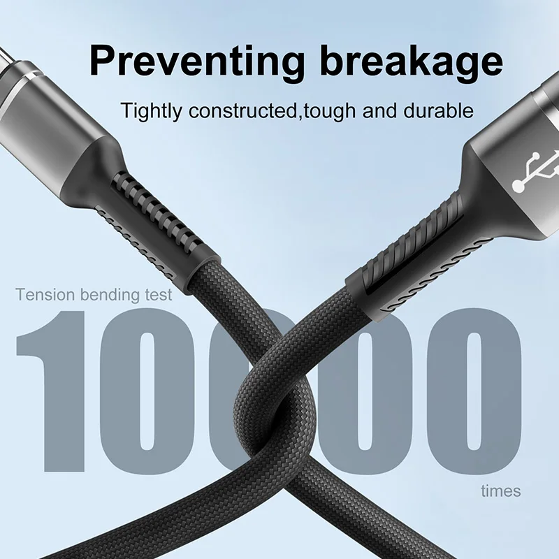 كابل نايلون مضفر من النوع C شاحن سريع USB C سلك شحن خط أسود لهاتف Apple Iphone 16 15 Pro Max Samsung Huawei Oppo