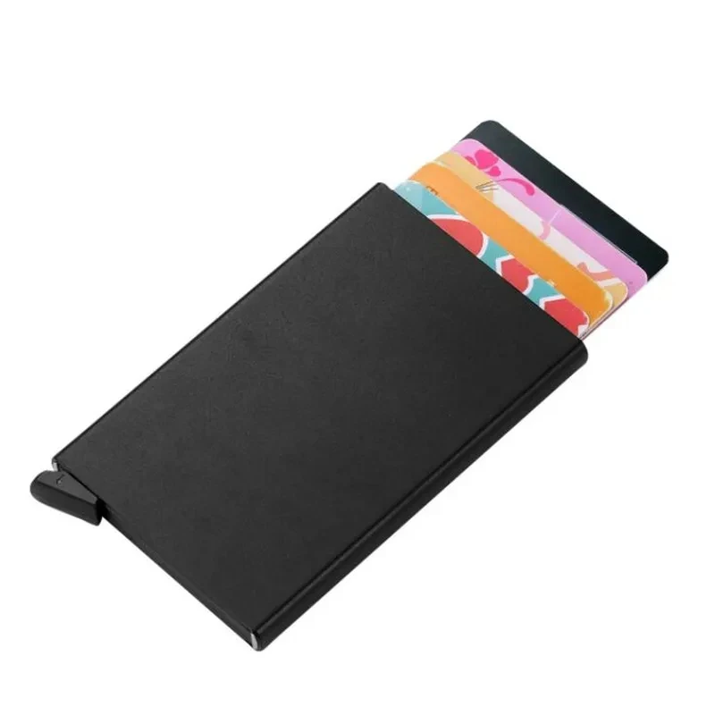 Tarjetero antirrobo minimalista para hombre y mujer, billetera de Metal de aluminio fino, funda de bolsillo, caja para tarjetas de crédito