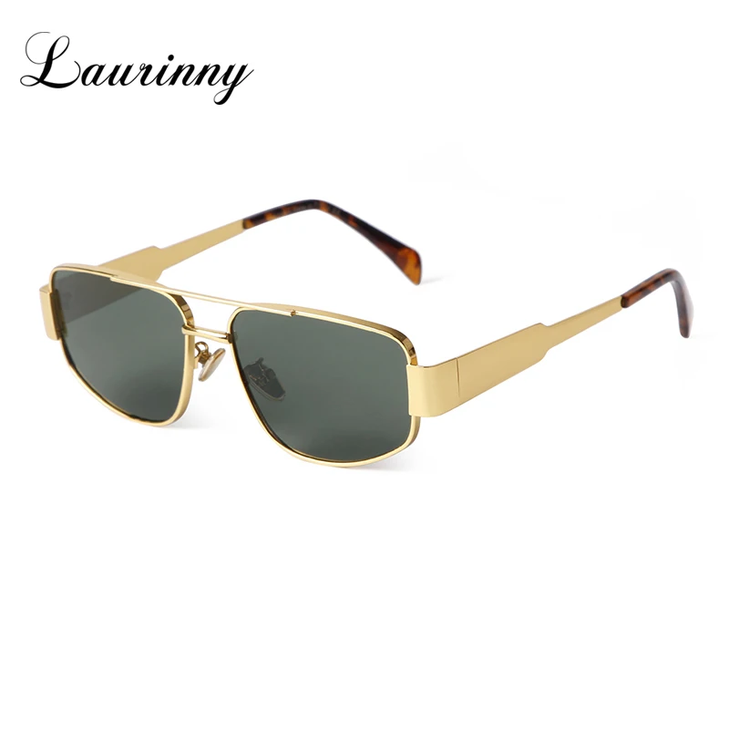 Occhiali da sole pilota con montatura in metallo Punk alla moda donna uomo Designer di marca Retro Luxury Green Tortoiseshell Lens Shades occhiali