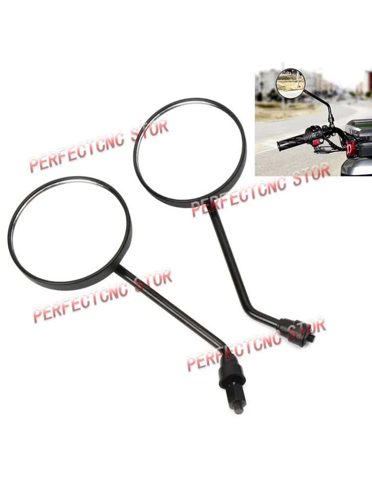 AliExpress NONE A Pair Black Motorcycle Scooter Mirrors Motorbike Rear View Mirror M8 M10 Round Oval Convex Mirror For Mountain Road Bike Moto
