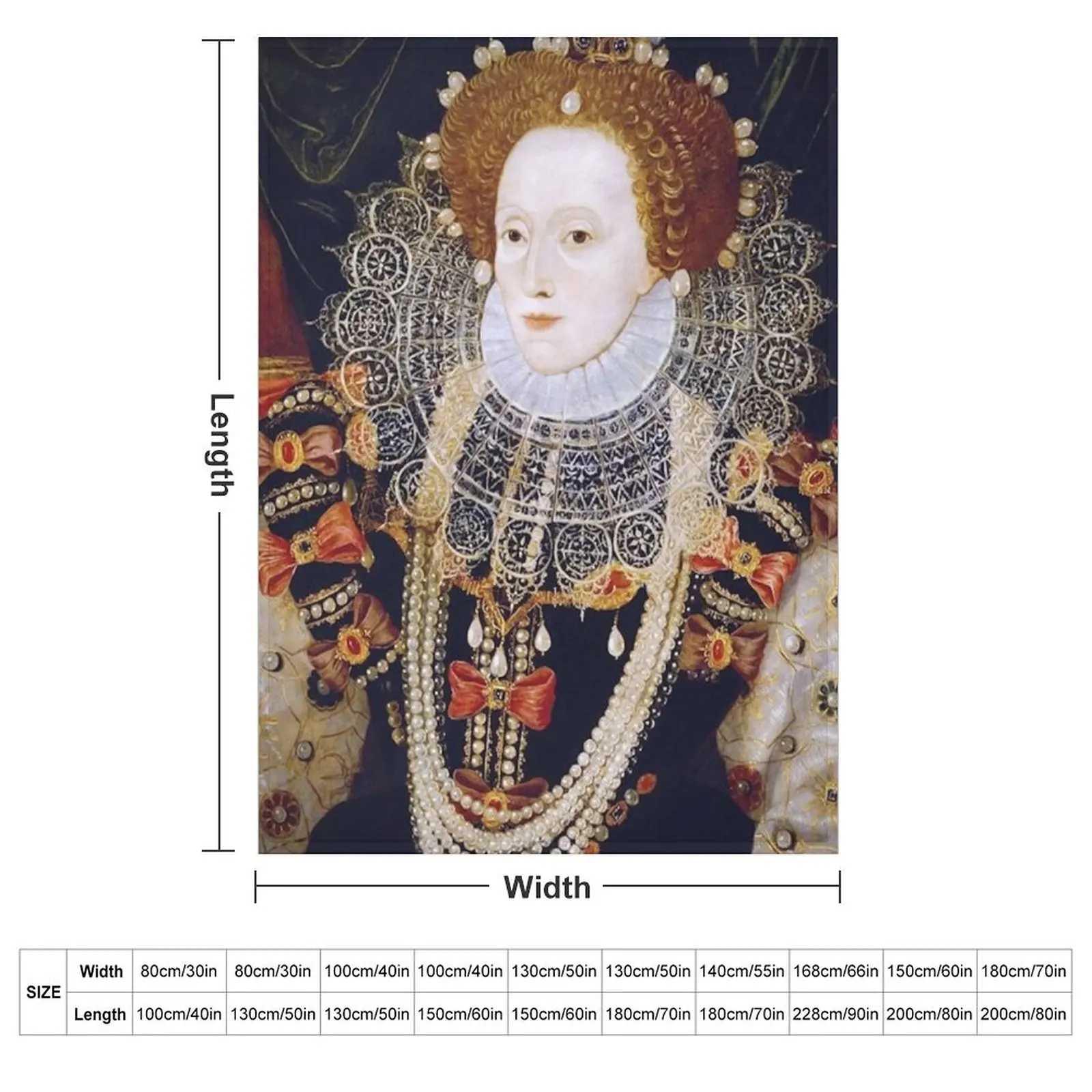 Queen Elizabeth I Portrait Throw Blanket couch cozy soft plush fuzzy picnic outdoor blanket