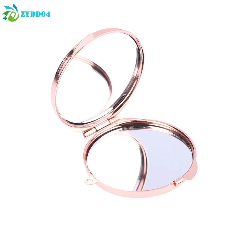 ● 1 قطعة مرآة معدنية صغيرة قابلة للطي مع سلسلة مفاتيح على شكل قلب دائري بيضاوي الشكل مربع مزدوج الجوانب مرآة لمستحضرات التجميل مرآة مكياج صغيرة #6