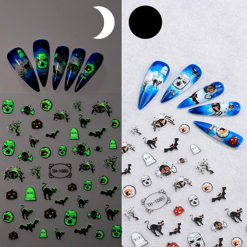 2023 Nieuwe Populaire Halloween Nagelsticker Diy Undead Night Glow Nagelsticker Kleine Stickers Nagelsticker Sa11