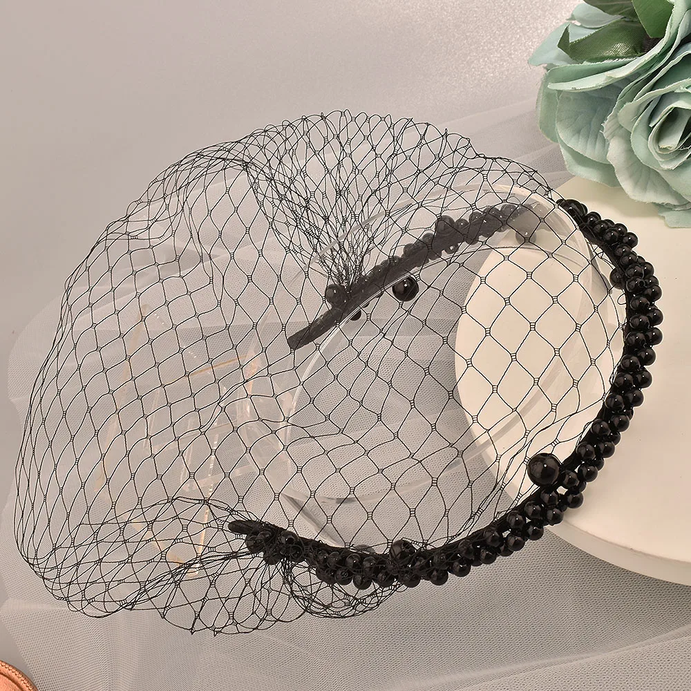 

JM21 Pearl Blusher Wedding Veil Birdcage Veils Fascinator Hat for Wedding Party Face Veil Elegant Wedding Accessories for Bride