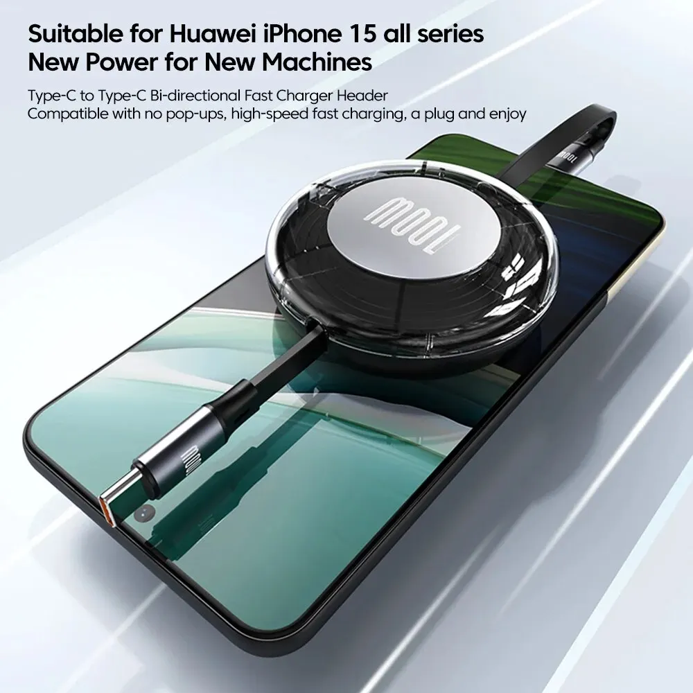 100W Type C to Type C Cable PD Fast Charging USB C to USB C For IPhone 15 Pro Xiaomi Samsung iPad Quick Charge Shrink Data Cable image 5
