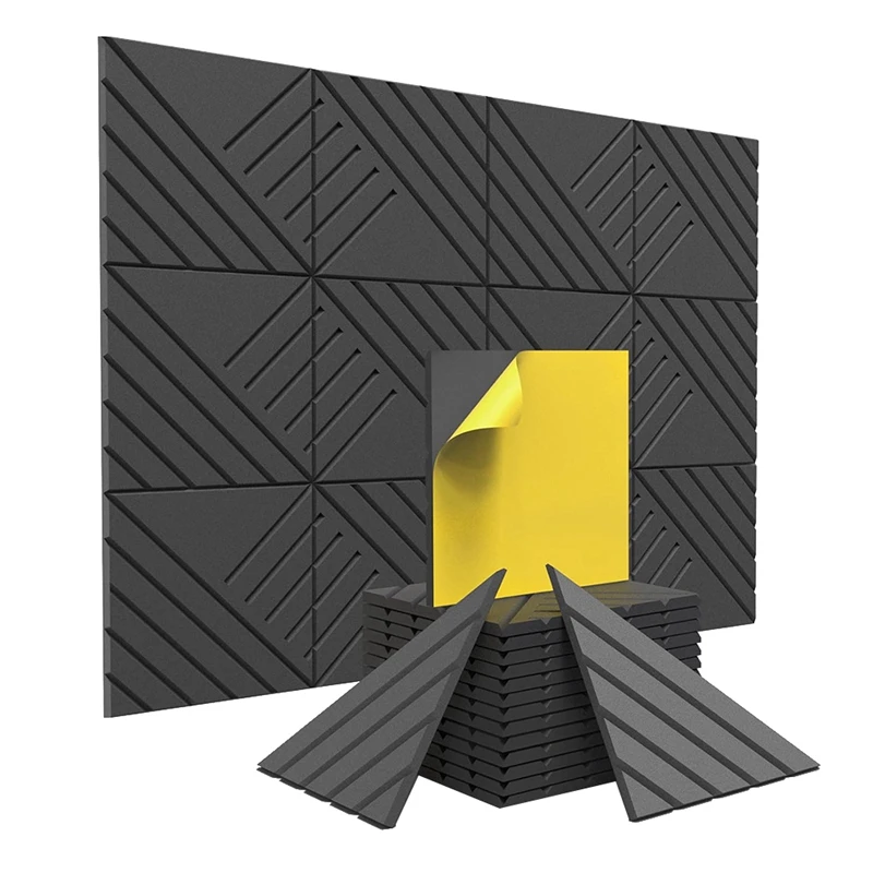 New-12 Pack Self-Adhesive Sound Proof Foam Panels For Walls, 12X12x0.4 Inches Acoustic Panels For Home,Studio,Office