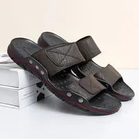 Men Slippers Summer Casual Shoes Sandals Beach Outdoor Slides Walking Comfort Leather Flat Fashion Lightweight New 2025