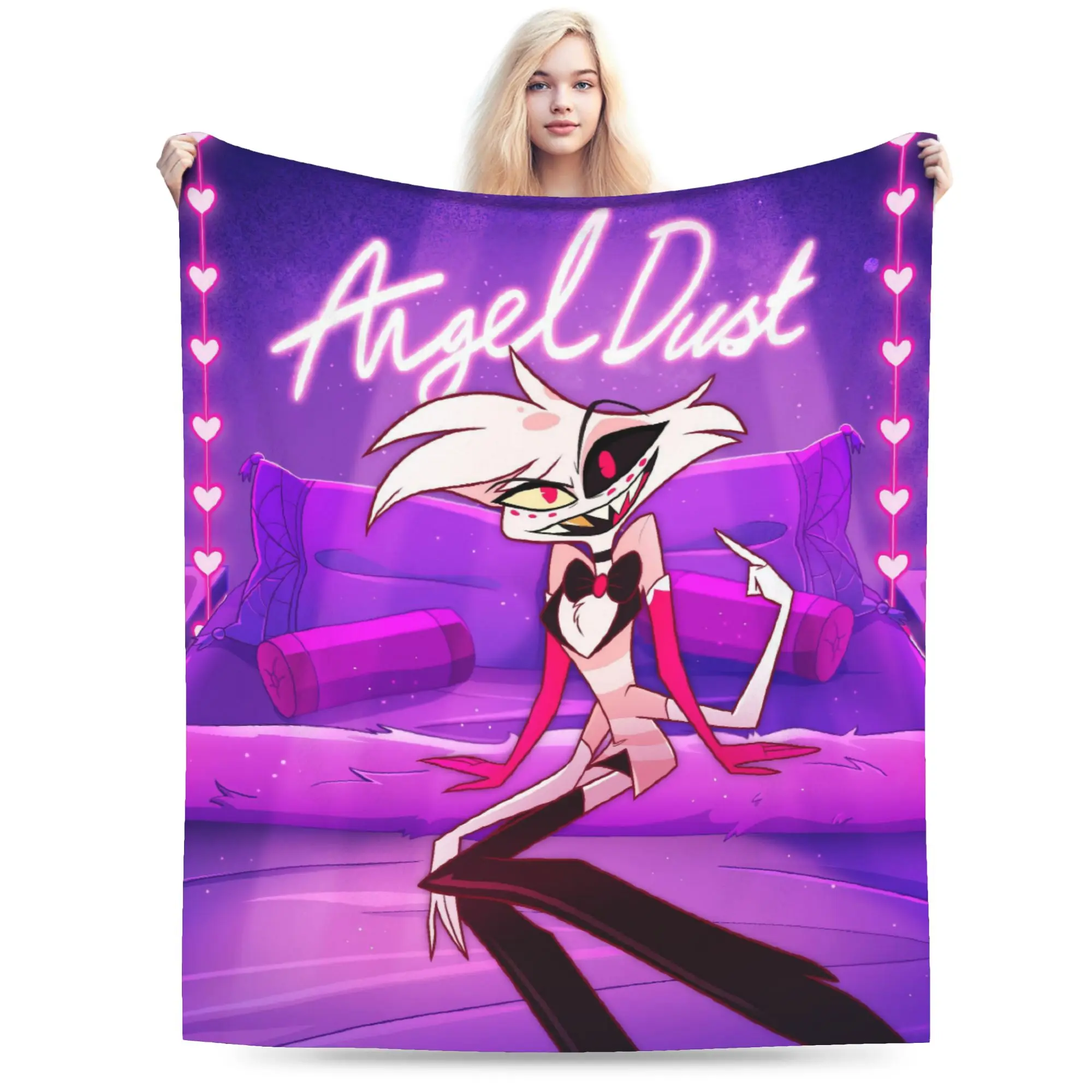 Cartoon Hazbins Hotels  Angel Dusts Blankets Fleece Decoration  Breathable Lightweight Throw Blankets for Bed Couch Bedspread
