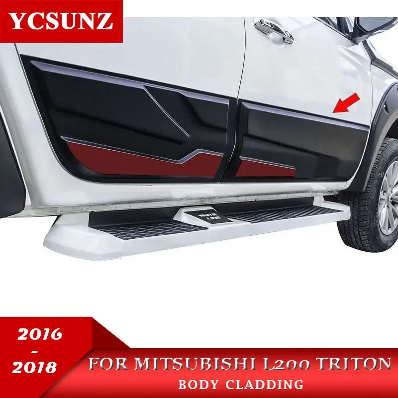 Side Body Cladding For Mitsubishi L200 Triton Strada 2016 2017 2018 2019 2020 2021 Double Cab Car Accessories YCSUNZ