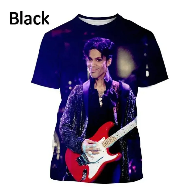 Music Singer Prince Rogers Nelson 3D Printed Men\'s T Shirt Round Neck Casual Short-sleeved Hip-hop Streetwear Casual Clothing