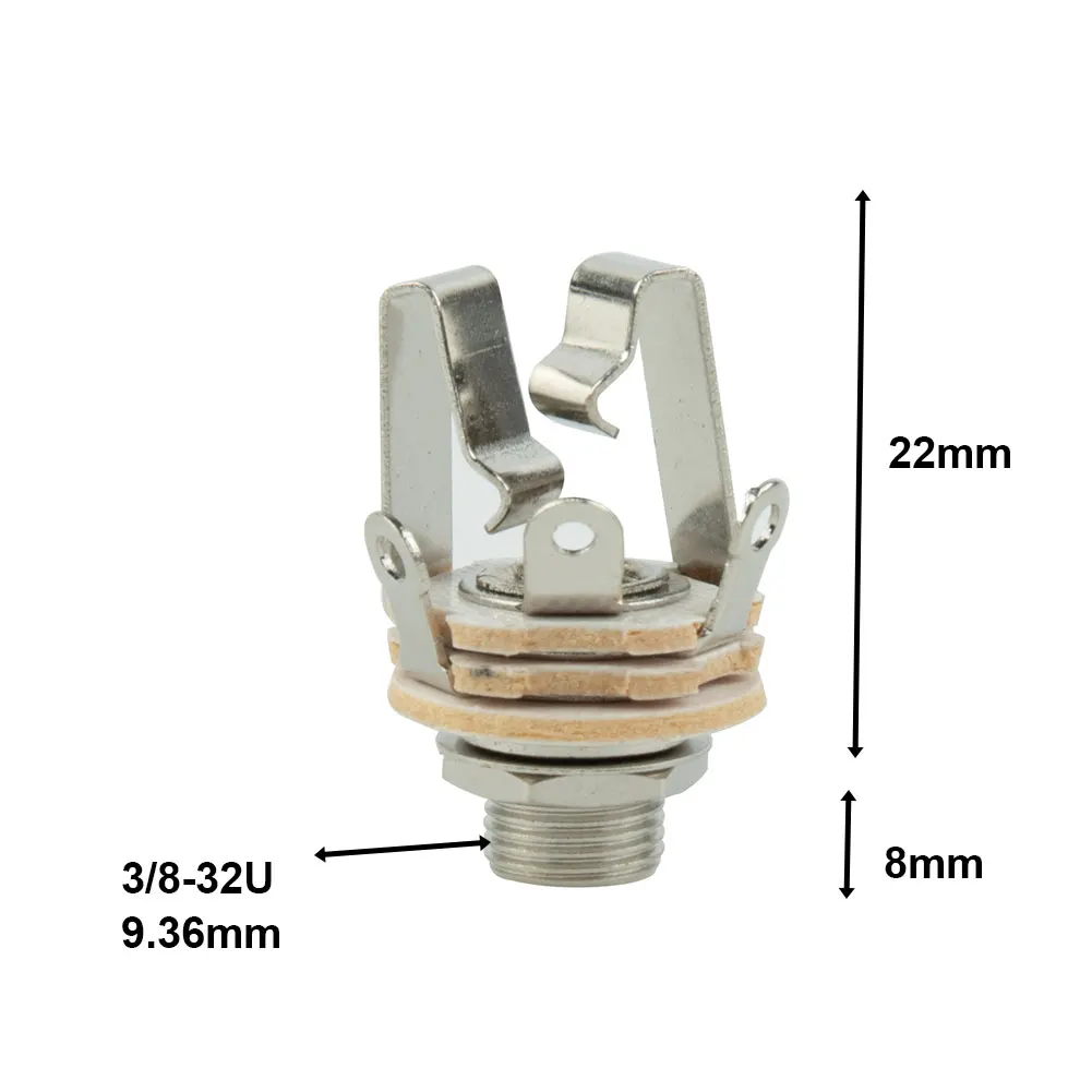 6.35mm Electric Guitar Jacks 3 Pole Stereo Panel Mount Plug Sockets Connector Guitar Jack For Active Pickups Guitar Bass Stereo