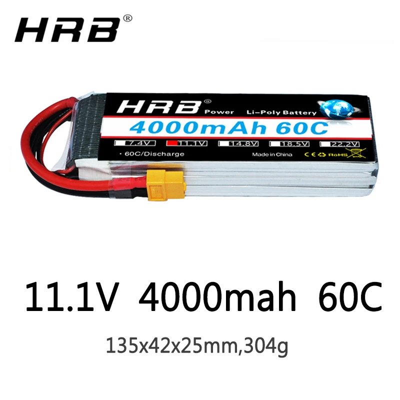 HRB 3S 11.1V Lipo Battery 4000mah XT60 XT90 T Deans EC5 XT90-S 60C For Trex 500 Helicopter Airplane FPV Drone Car Boat RC Part s