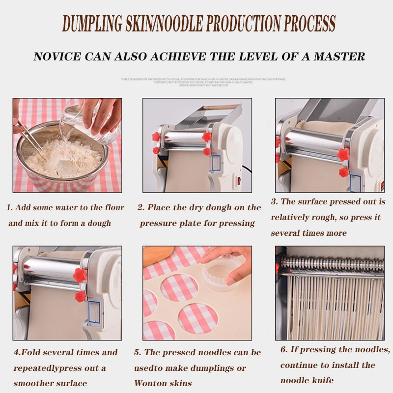 750 واط صانع المعكرونة الكهربائية ماكينة صنع المكرونة زلابية الجلد الأسطوانة الصلب كامل الفولاذ المقاوم للصدأ صانعة النودلز للأغراض التجارية #4