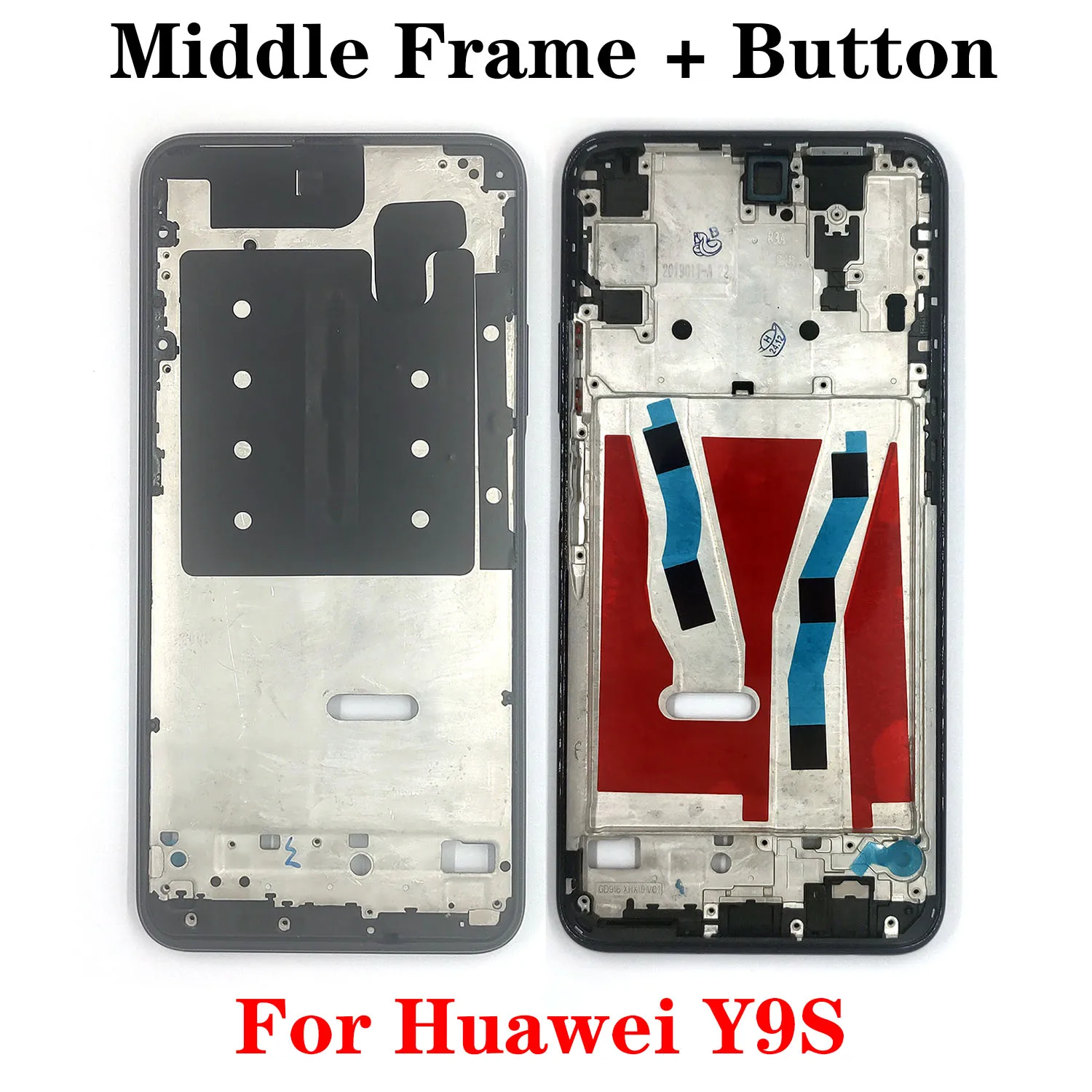 أفضل جودة الإطار الأوسط/الإطار الأمامي لهواوي Y8s Y9s P Smart Pro 2019 LCD الإطار الأمامي الإسكان الحافة + أجزاء إصلاح الزر