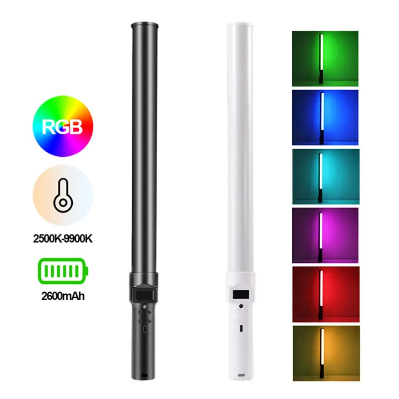 Luz colorida RGB portátil, varinha LED portátil CRI 95 + 2500K-9000K, lâmpada de estúdio de fotografia com tela LCD, VL119, 50cm