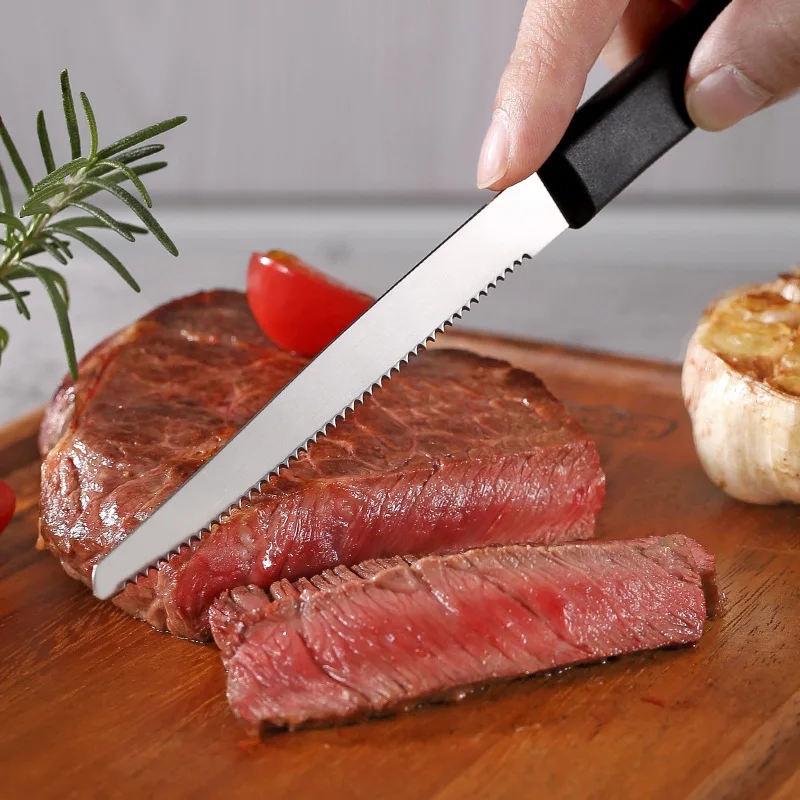 Black Steak Knife Set With High Quality Plastic Handle Kitchen Utensils Cutlery Available In Dishwasher Hotel Dining Knife