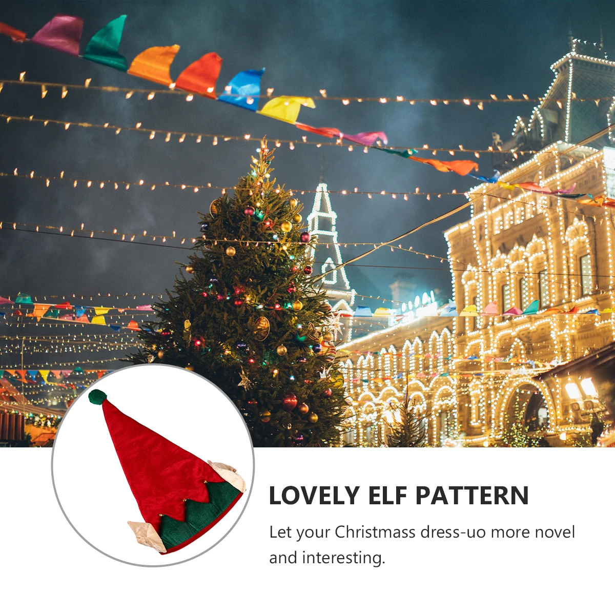 1Pcs Christmas Velour Elf Hat Bell Decor Party Supplies Prom Dress-Up Performance Velour Elf Hats Hat Party Supplies