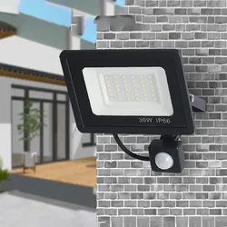 Projecteur LED avec détecteur de mouvement PIR, étanche IP66, 100 V, 220 W, 50W, 30W, 20W, 10W, extérieur, applique murale