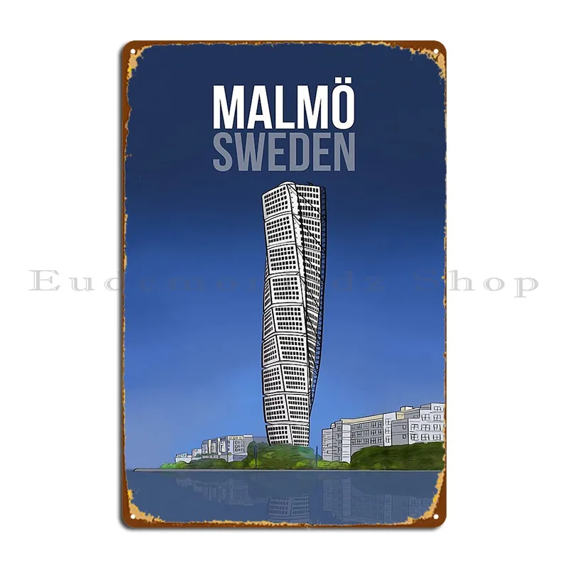 Oresund Strait Malmo Sweden Scandinavian Metal Plaque Club Bar Wall Decor Garage Designer Classic Tin Sign Poster