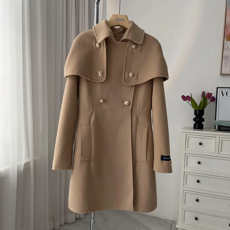 

Detachable Double-Breasted Briti Faion Sle Women's Coat Two-Way Wear Long Sve Pure Color MICOAT Dongda Gate 25 Autumn