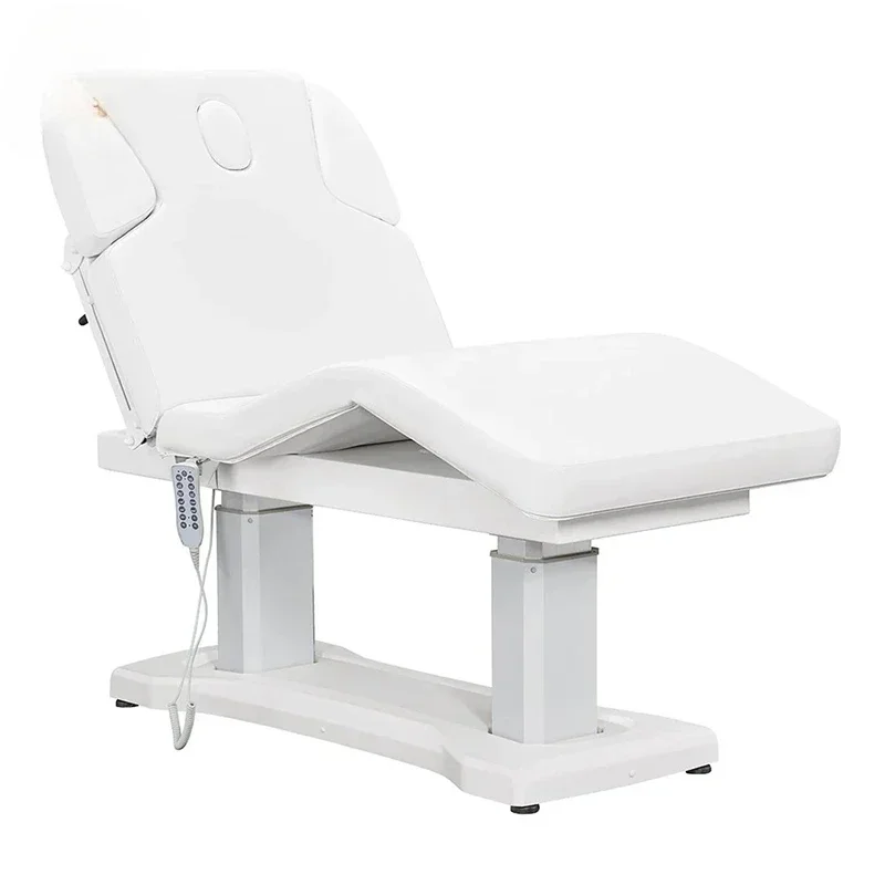 Flexible white automatic electric control with light massage bed eyelash bed for facial spa beauty room