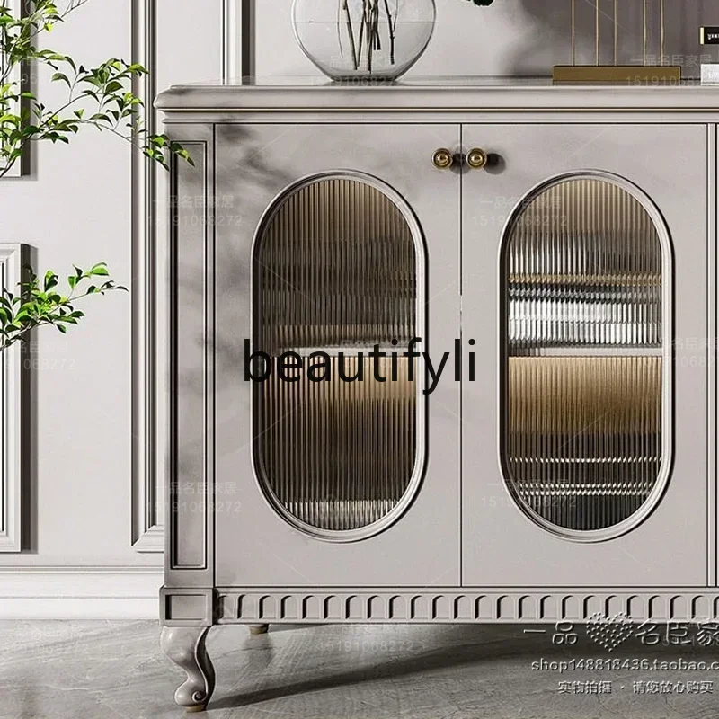 

Asmt56 American solid wood dining side cabinet light French entrance entrance cabinet retro decorative storage shoe cabinet