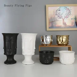 Nordic Faceted face Ceramic flower pot Matte matte Gold Silver Creative flower pot decoration