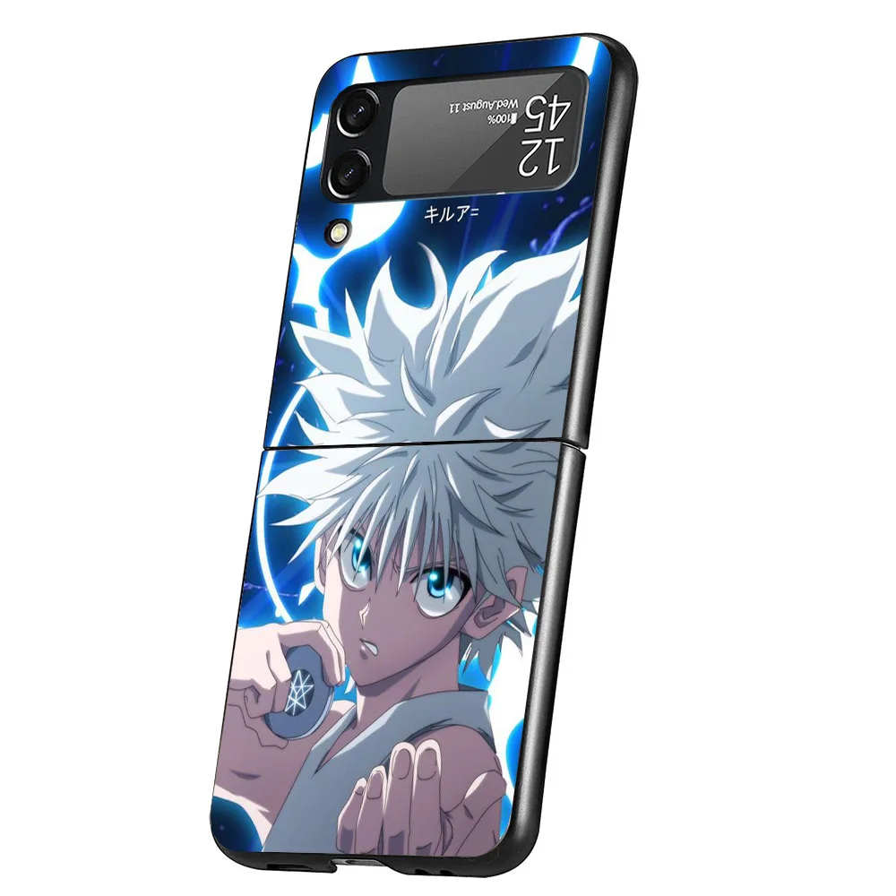 HXH X Hunter Killua Case Phone Cover for Samsung Galaxy Z Flip 6 5 4 3 5G ZFlip6 ZFlip5 ZFlip4 ZFlip3 Black Hard Trend Fundas